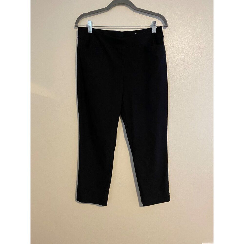 Chicos Womens Black Pull-on Pants Size 1 US 8 Rayon & Spandex Comfortable Fit